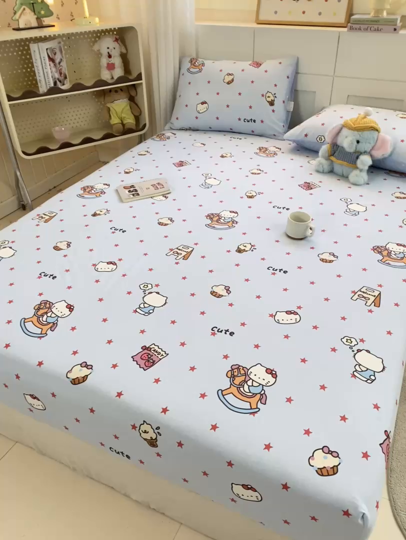 91家纺网 家纺一手货源 找家纺 博雅 2026新款全棉纯棉小卡通印花单床笠床笠单件 小版-木马星星喵