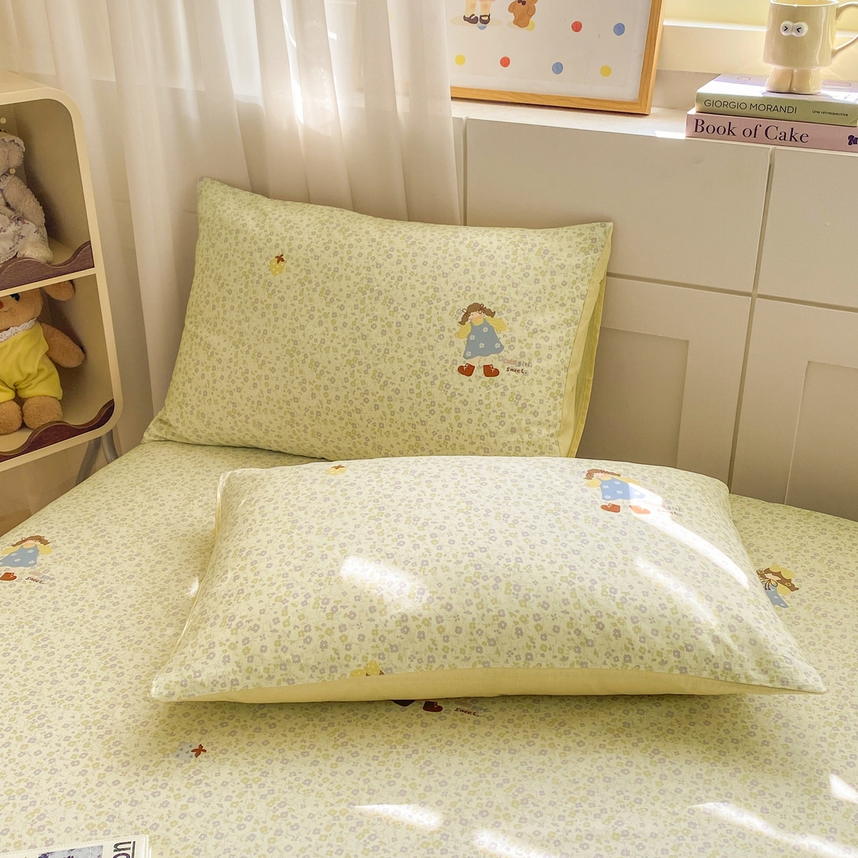 91家纺网 家纺一手货源 找家纺 博雅 2026新款全棉纯棉小卡通印花单床笠床笠单件 小版-森系女孩