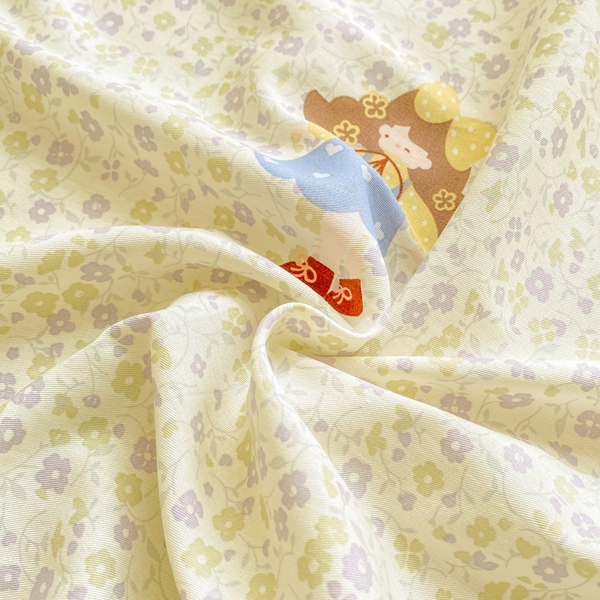 91家纺网 家纺一手货源 找家纺 博雅 2026新款全棉纯棉小卡通印花单床笠床笠单件 小版-森系女孩