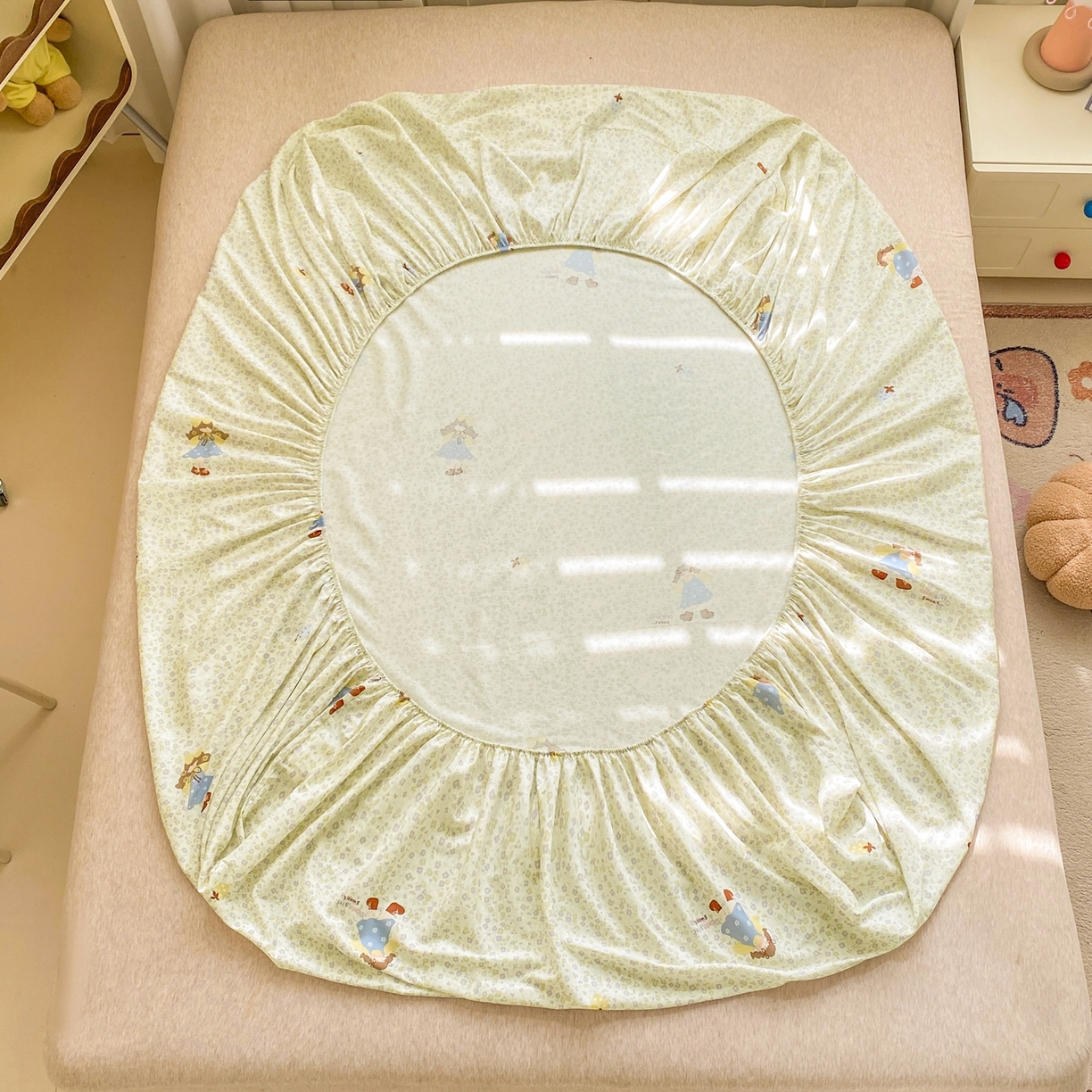 91家纺网 家纺一手货源 找家纺 博雅 2026新款全棉纯棉小卡通印花单床笠床笠单件 小版-森系女孩