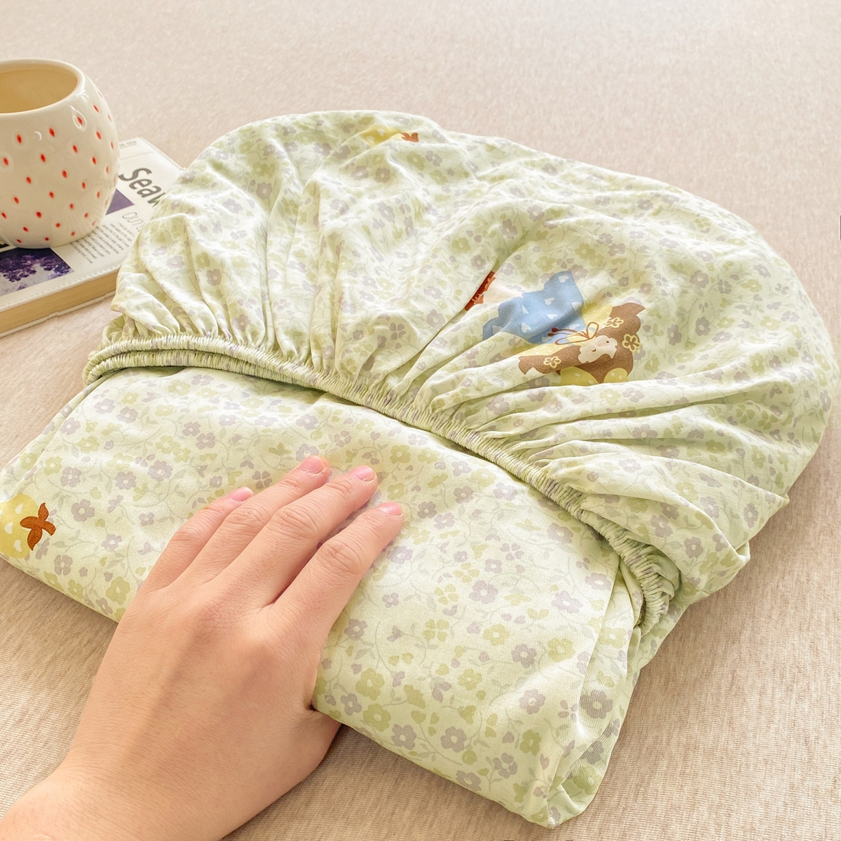 91家纺网 家纺一手货源 找家纺 博雅 2026新款全棉纯棉小卡通印花单床笠床笠单件 小版-森系女孩