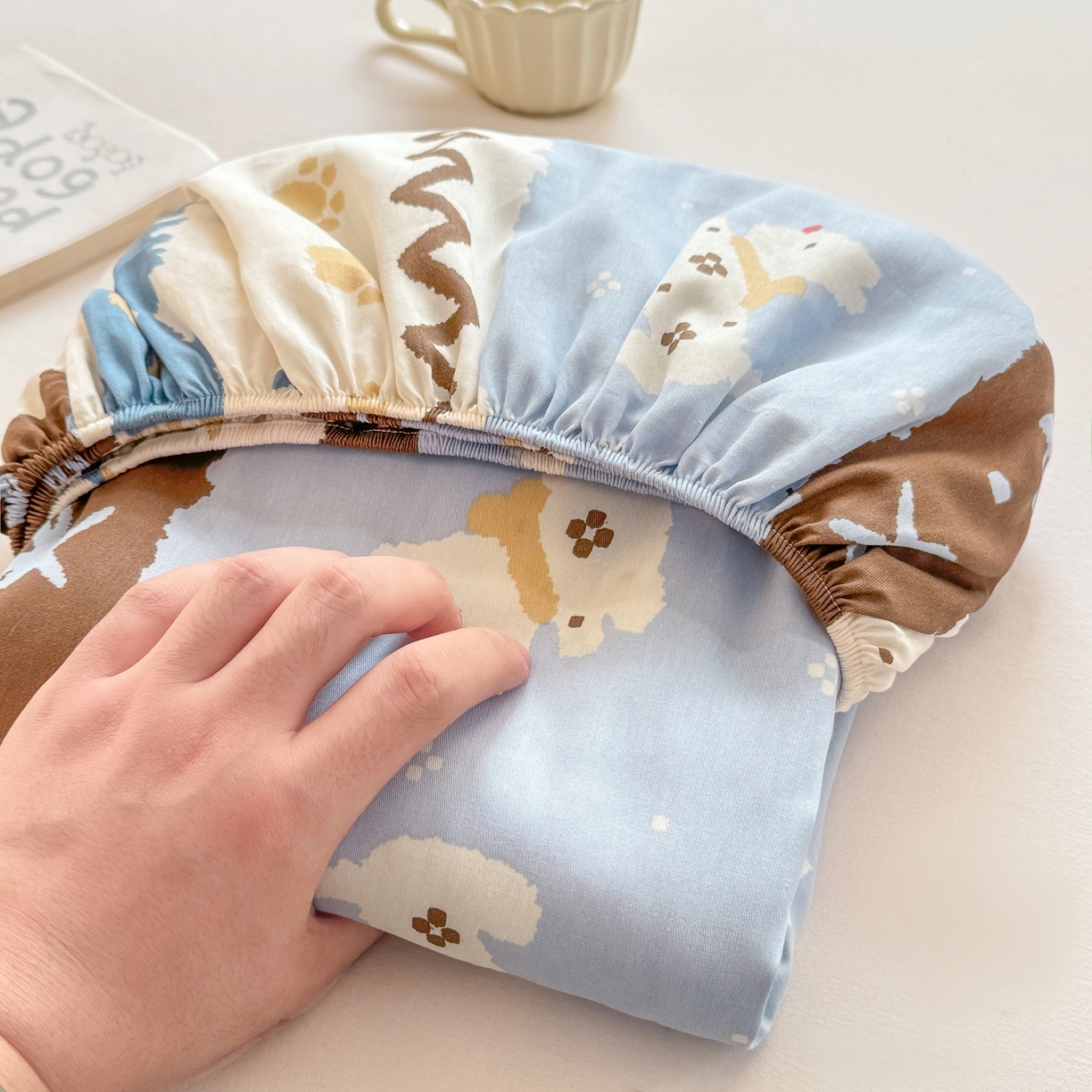 91家纺网 家纺一手货源 找家纺 博雅 2026新款全棉纯棉小卡通印花单床笠床笠单件 雪地小狗