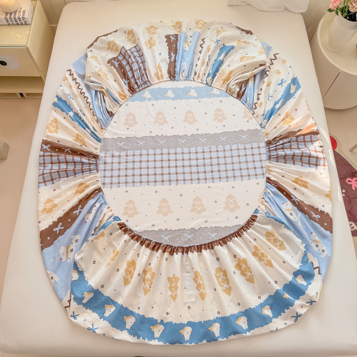 91家纺网 家纺一手货源 找家纺 博雅 2026新款全棉纯棉小卡通印花单床笠床笠单件 雪地小狗