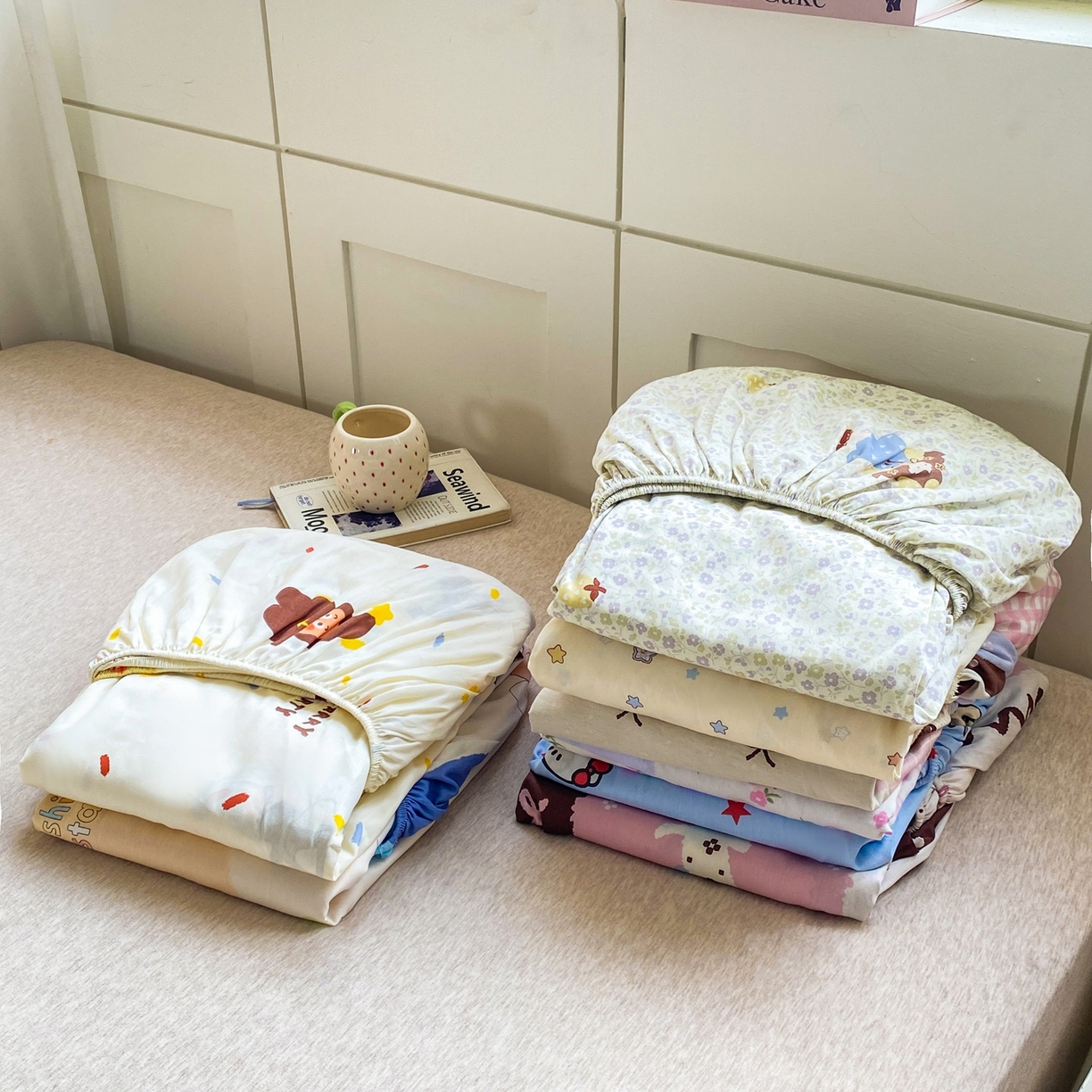 91家纺网 家纺一手货源 找家纺 博雅 2026新款全棉纯棉小卡通印花单床笠床笠单件 组合图仅供展示-不可下单