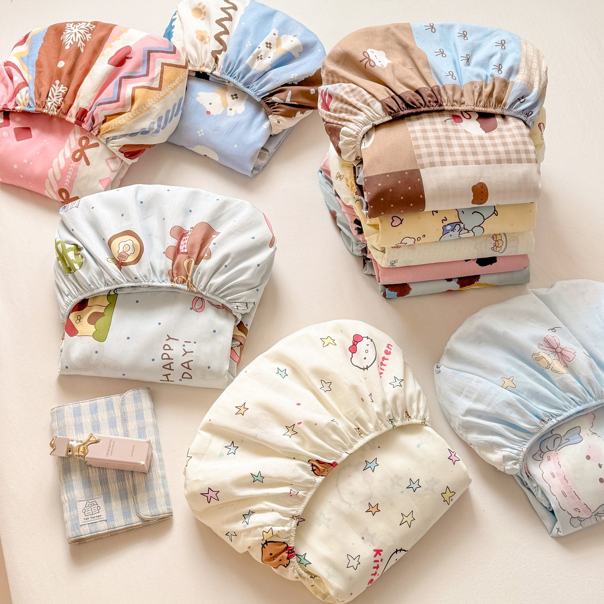 91家纺网 家纺一手货源 找家纺 博雅 2026新款全棉纯棉小卡通印花单床笠床笠单件 组合图仅供展示-不可下单