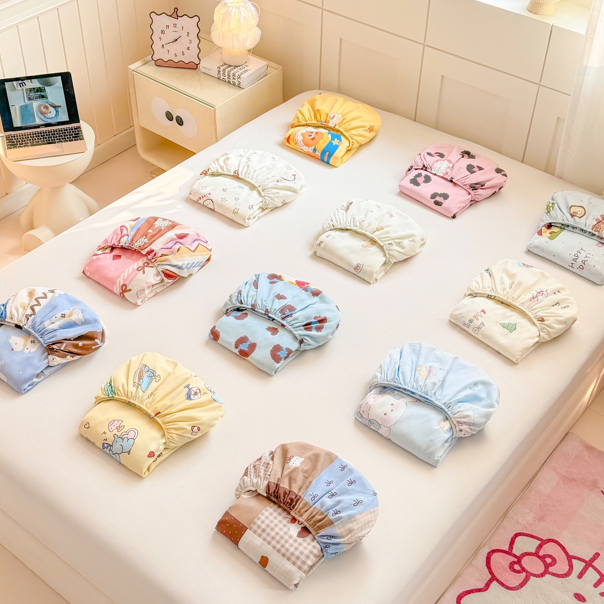 91家纺网 家纺一手货源 找家纺 博雅 2026新款全棉纯棉小卡通印花单床笠床笠单件 组合图仅供展示-不可下单