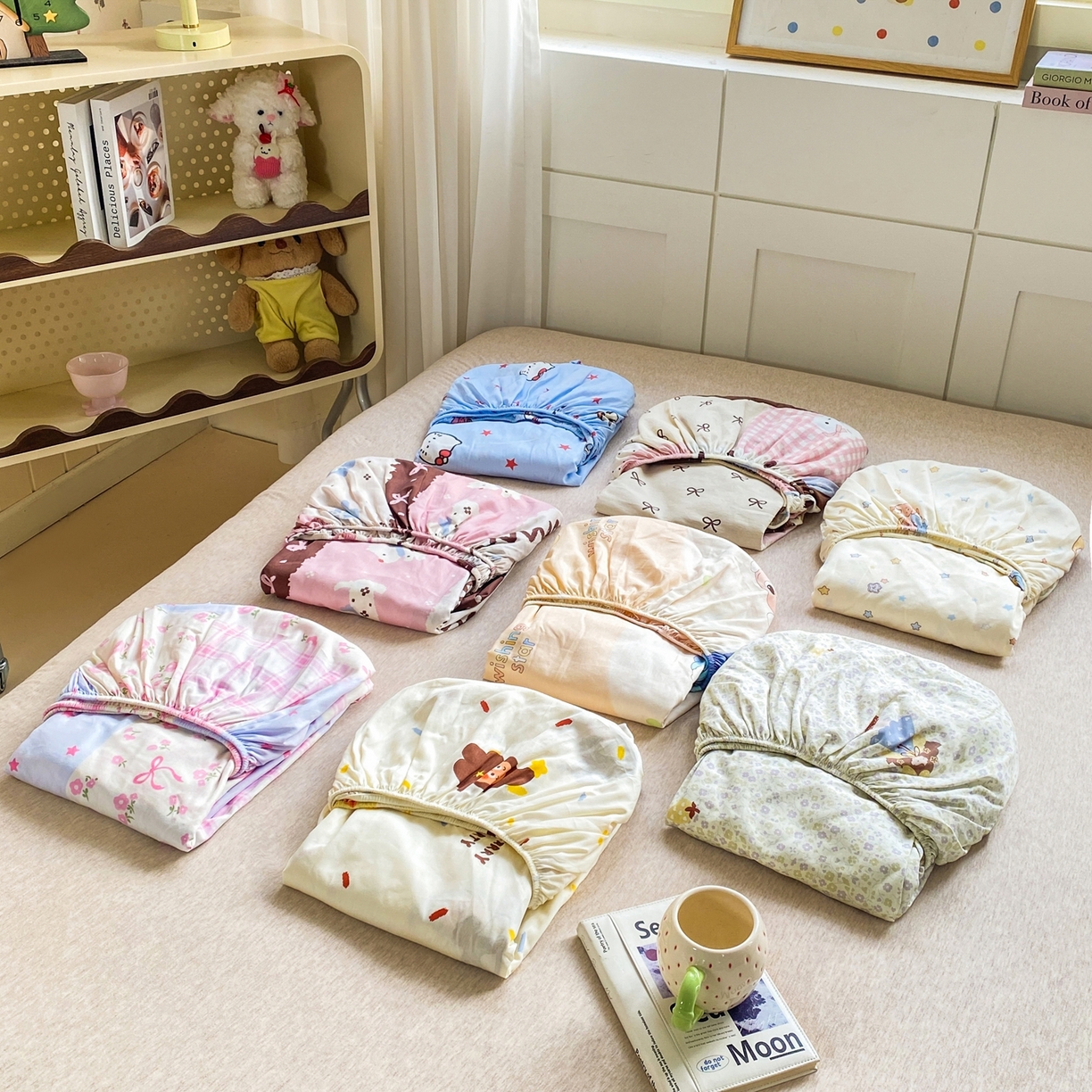 91家纺网 家纺一手货源 找家纺 博雅 2026新款全棉纯棉小卡通印花单床笠床笠单件 组合图仅供展示-不可下单