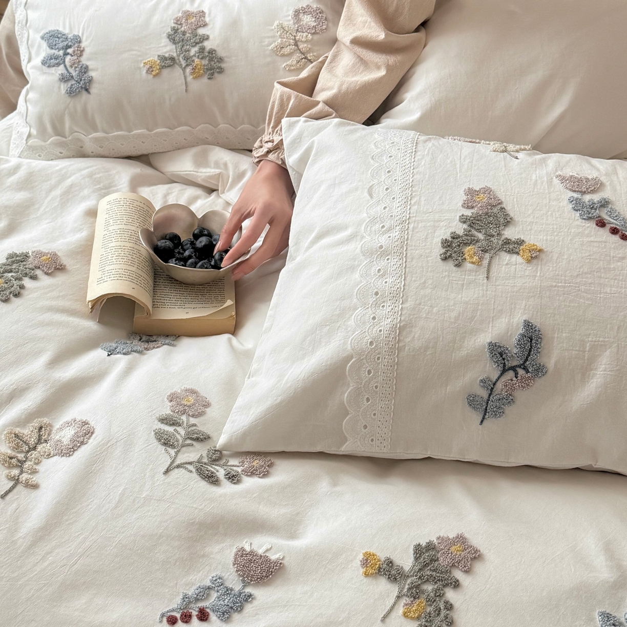 91家纺网 家纺一手货源 找家纺 （总）鹿班家居 2026新款全棉纯棉水洗棉毛巾绣四件套-春不晚（标准会员-20元）