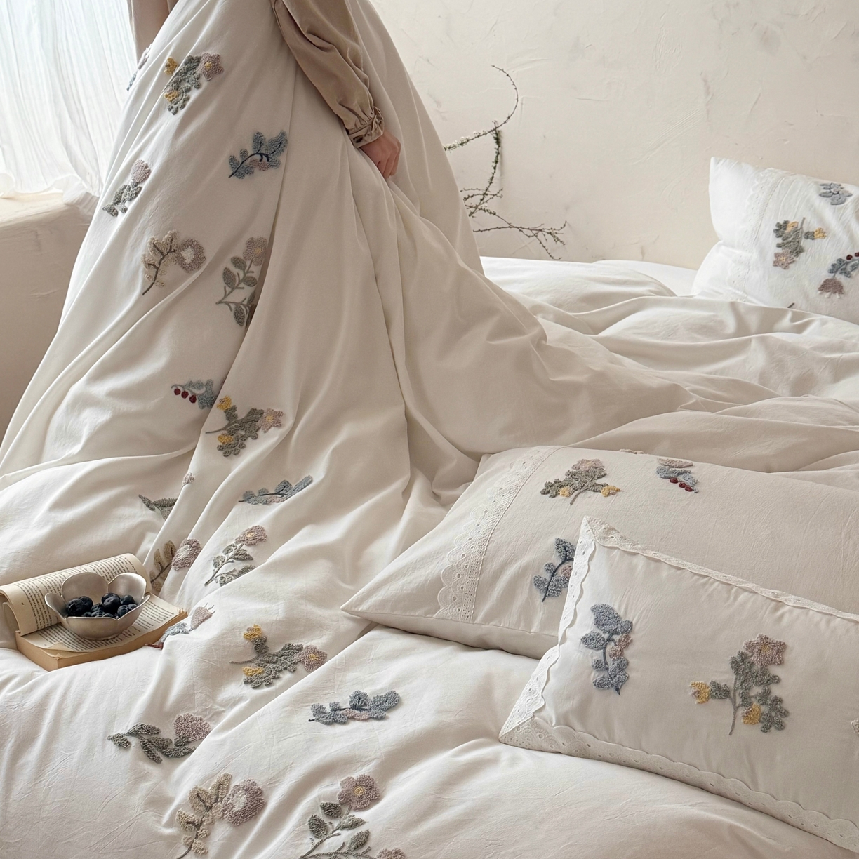 91家纺网 家纺一手货源 找家纺 （总）鹿班家居 2026新款全棉纯棉水洗棉毛巾绣四件套-春不晚（标准会员-20元）