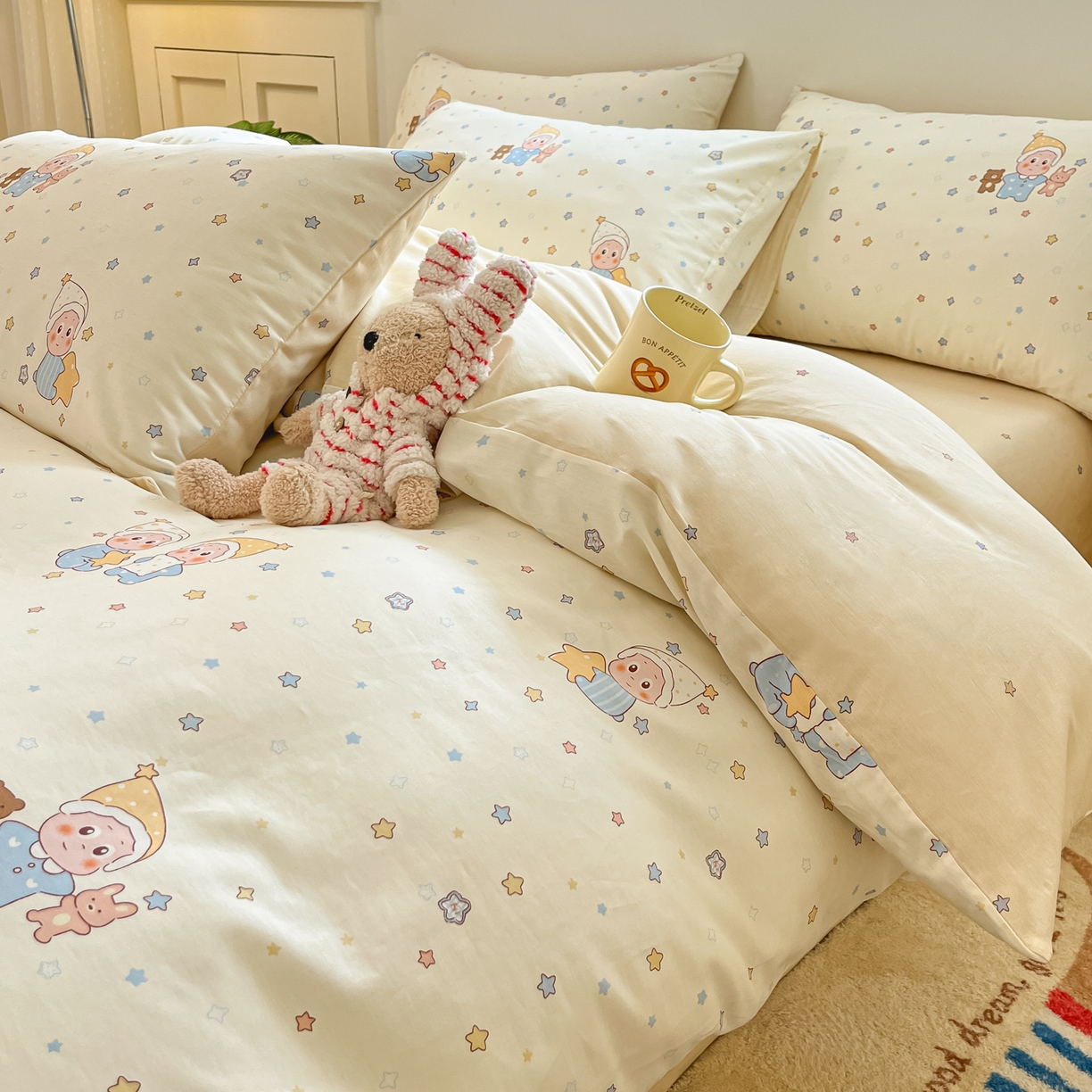 91家纺网 家纺一手货源 找家纺 （总）博雅 2026新款全棉纯棉小卡通印花四件套