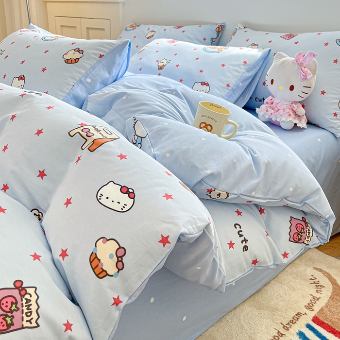 91家纺网 家纺一手货源 找家纺 博雅 2026新款全棉纯棉小卡通印花四件套 小版-木马星星喵