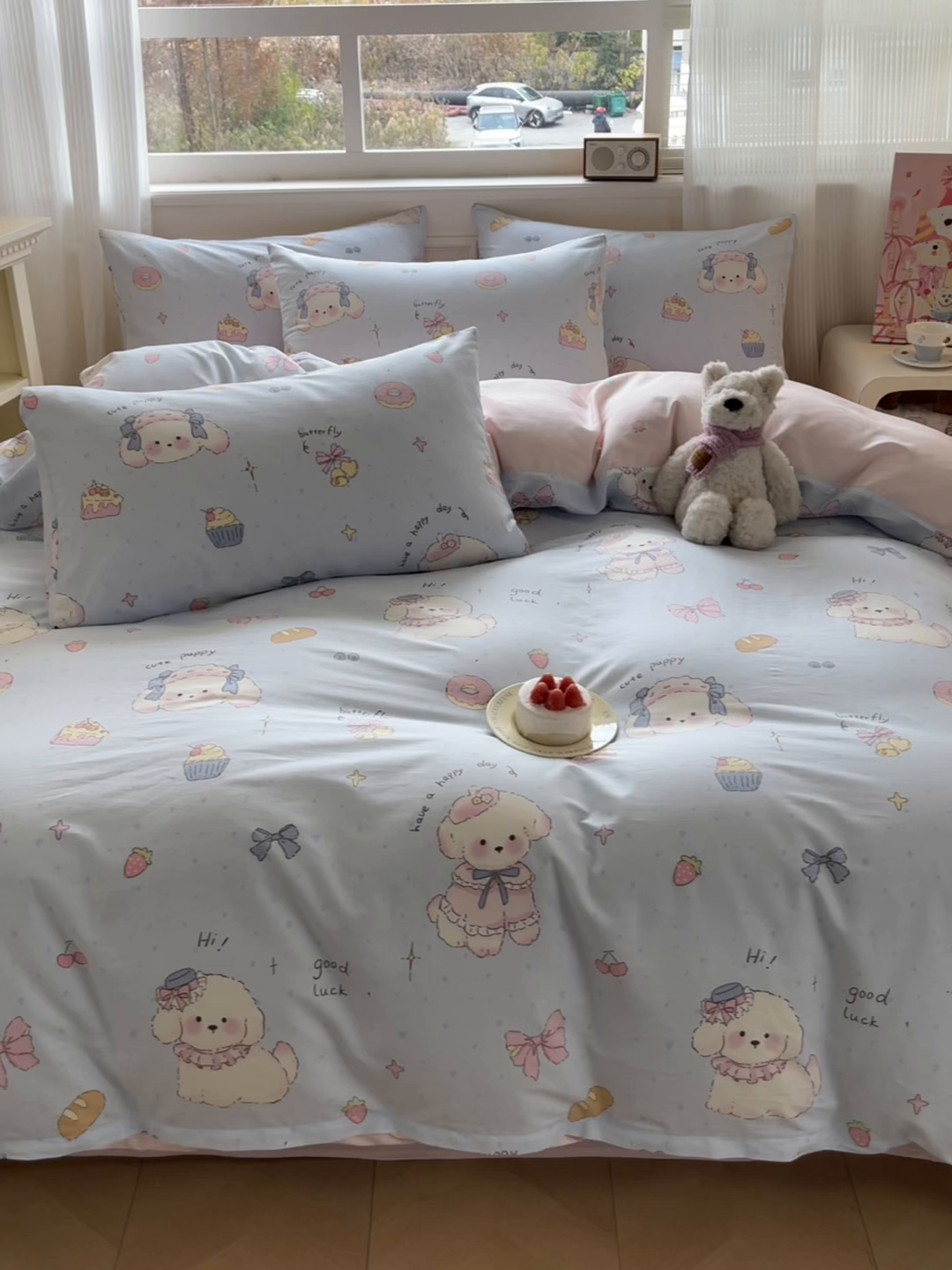 91家纺网 家纺一手货源 找家纺 博雅 2026新款全棉纯棉小卡通印花四件套 帽子甜心狗