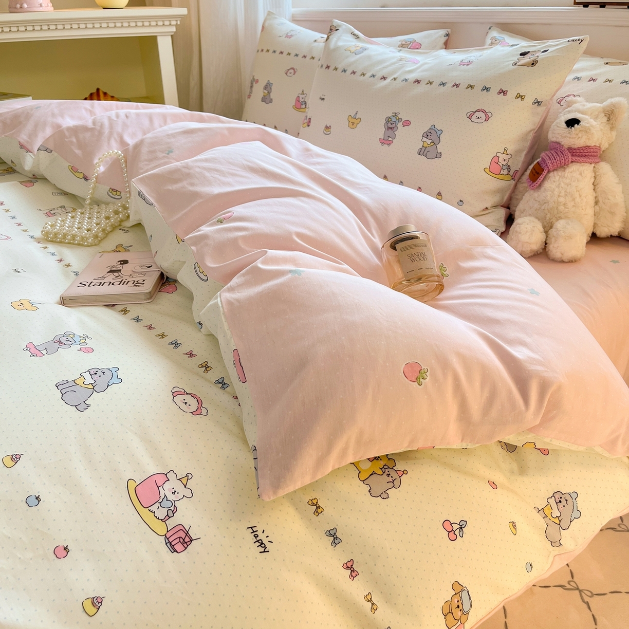 91家纺网 家纺一手货源 找家纺 博雅 2026新款全棉纯棉小卡通印花四件套 萌宠日记