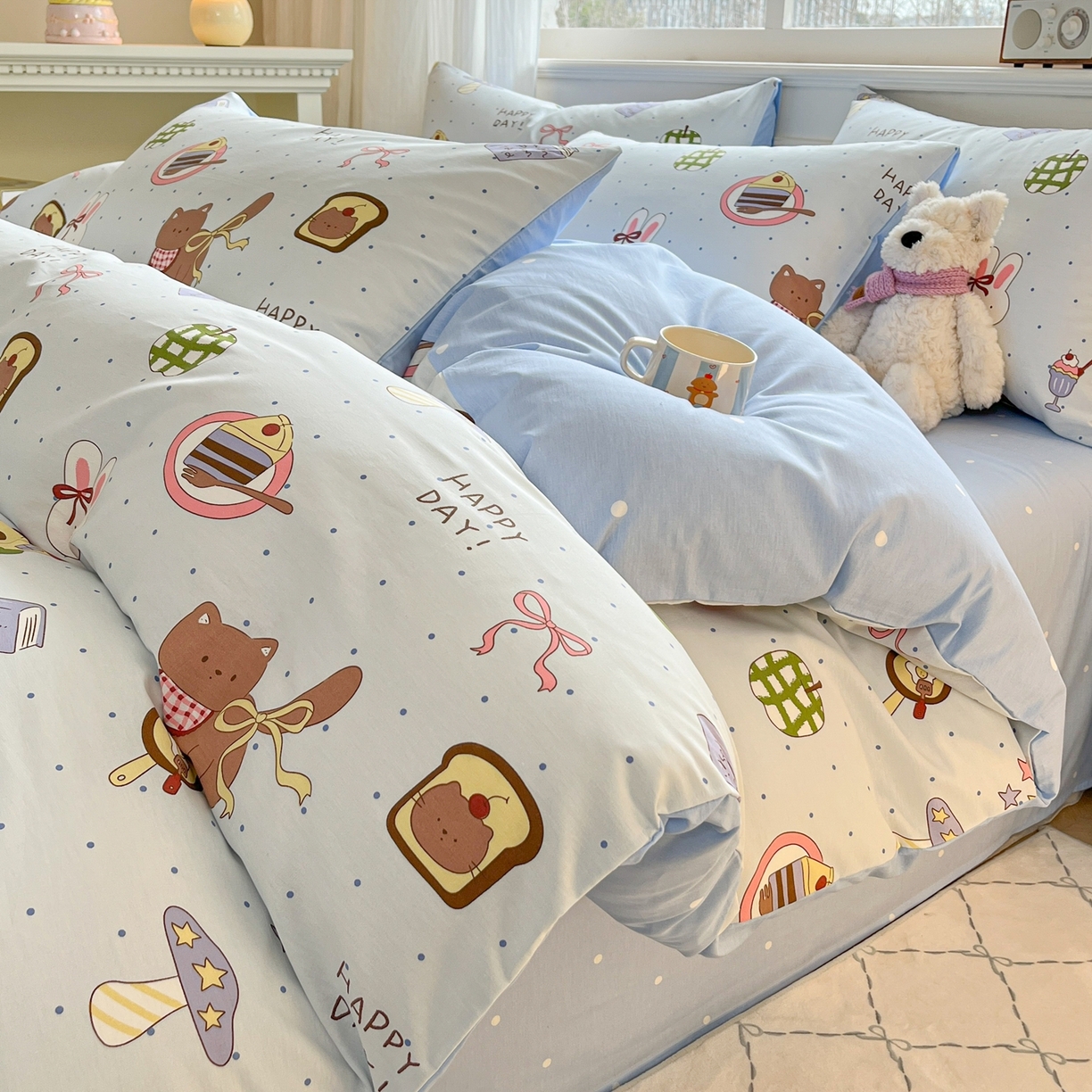 博雅 2026新款全棉纯棉小卡通印花四件套 甜品屋