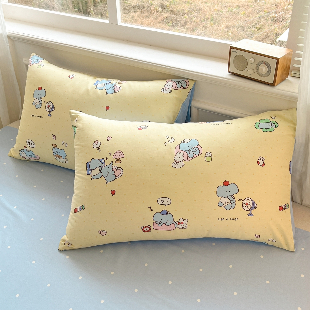 91家纺网 家纺一手货源 找家纺 博雅 2026新款全棉纯棉小卡通印花四件套 晚安小象