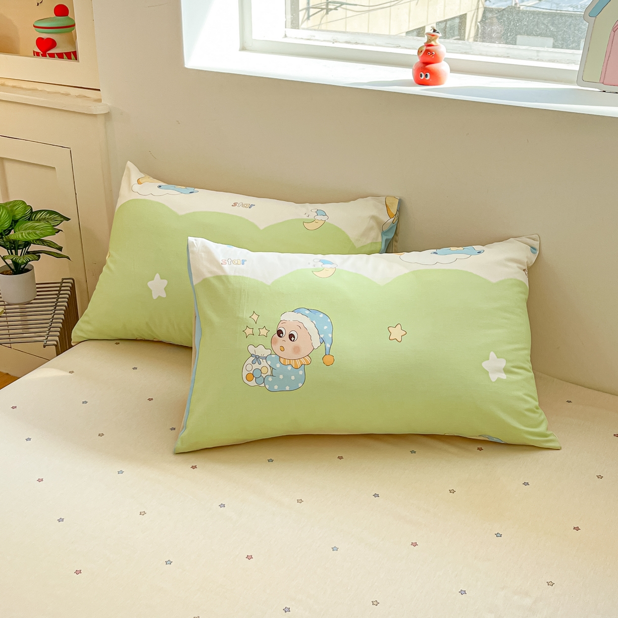 91家纺网 家纺一手货源 找家纺 博雅 2026新款全棉纯棉小卡通印花四件套 小版-魔法棒星星人