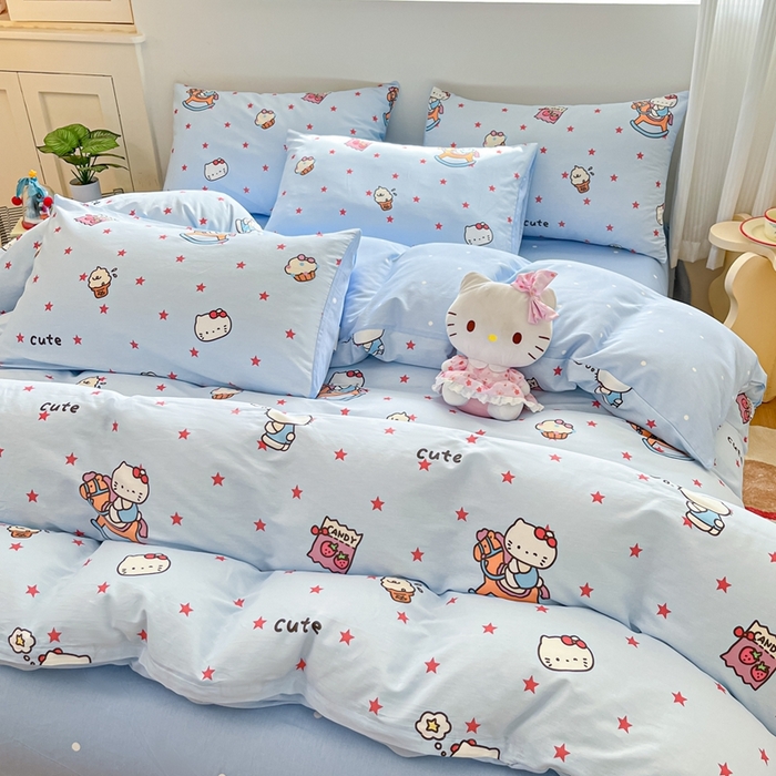 91家纺网 家纺一手货源 找家纺 博雅 2026新款全棉纯棉小卡通印花四件套 小版-木马星星喵