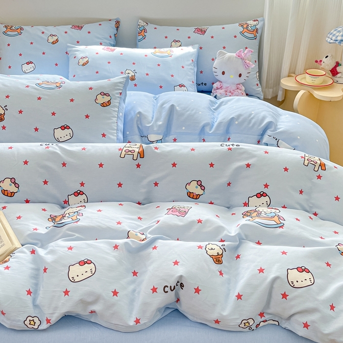 91家纺网 家纺一手货源 找家纺 博雅 2026新款全棉纯棉小卡通印花四件套 小版-木马星星喵