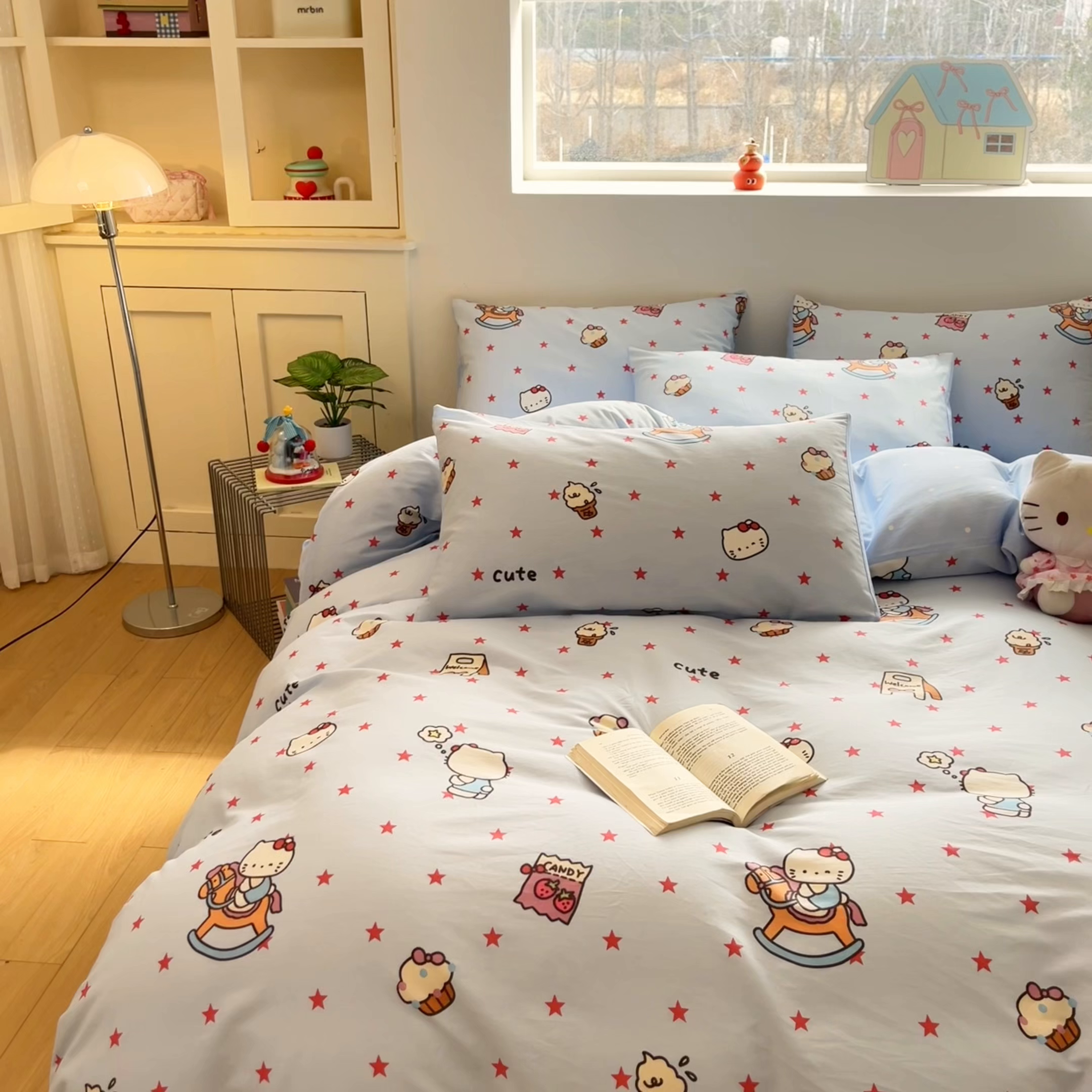 91家纺网 家纺一手货源 找家纺 博雅 2026新款全棉纯棉小卡通印花四件套 小版-木马星星喵