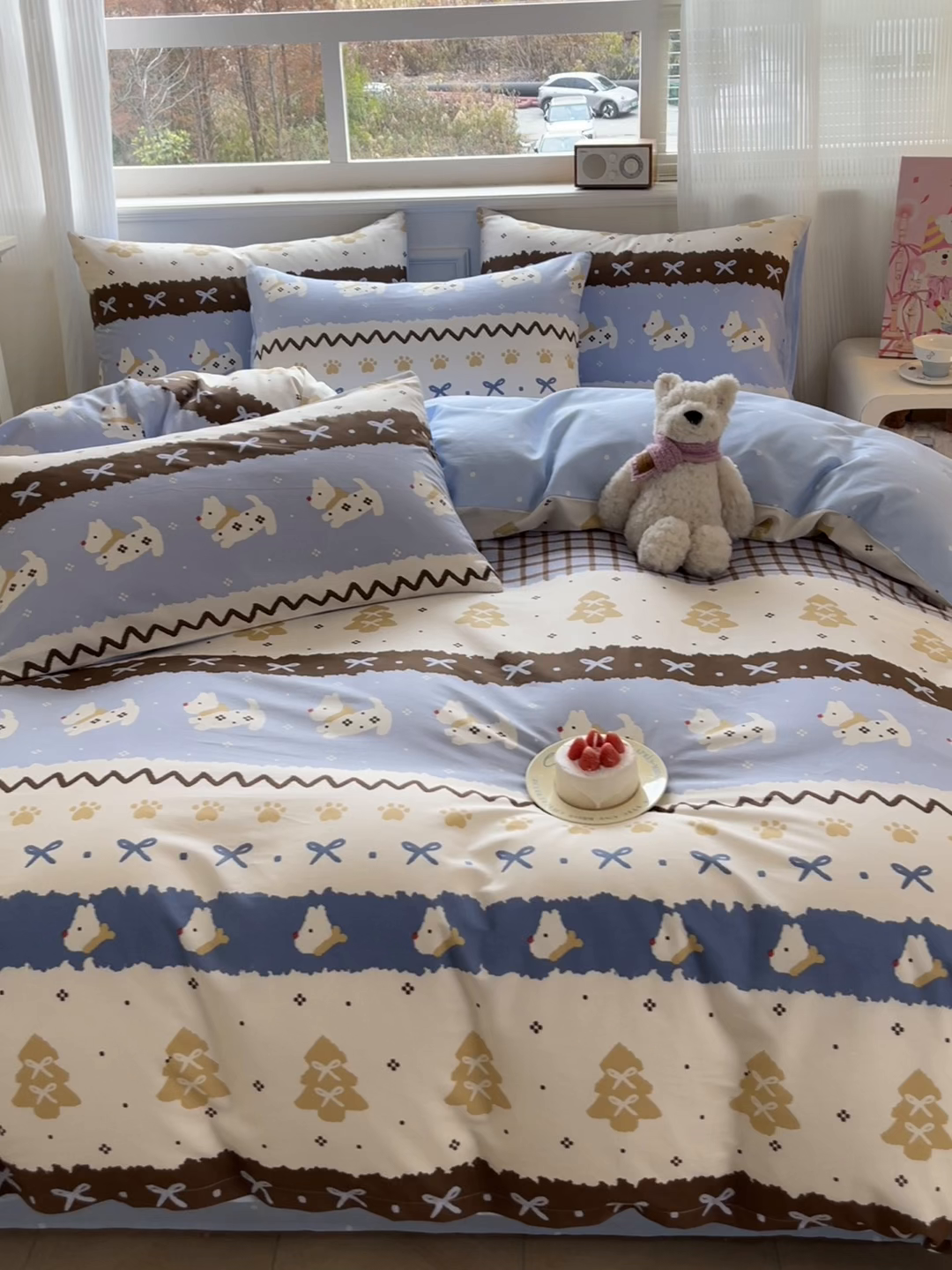 91家纺网 家纺一手货源 找家纺 博雅 2026新款全棉纯棉小卡通印花四件套 雪地小狗