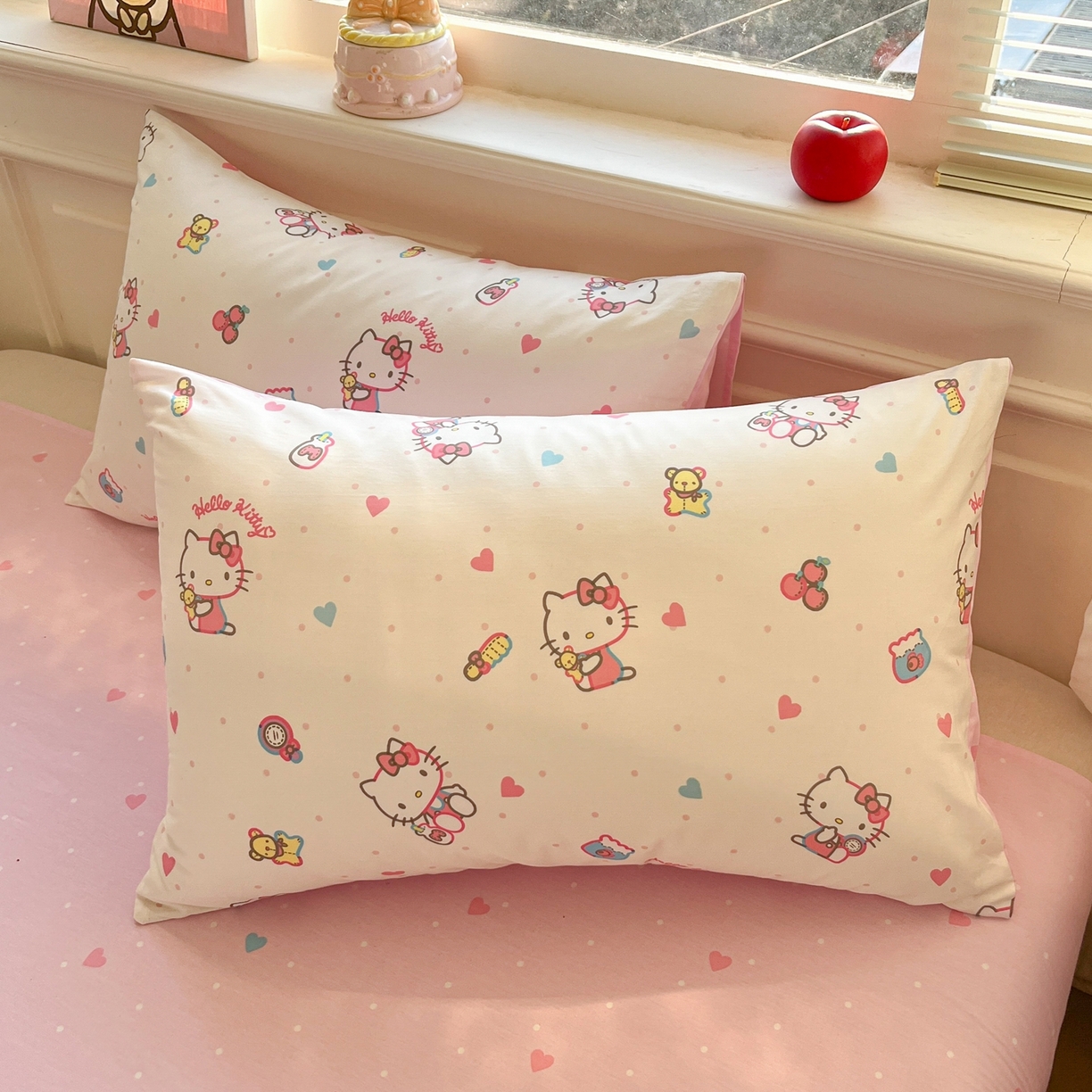 91家纺网 家纺一手货源 找家纺 博雅 2026新款三丽鸥全棉纯棉小版印花四件套 爱心点点kt