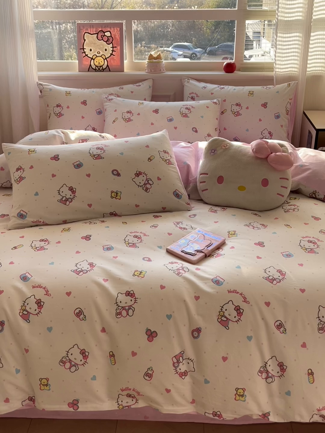 91家纺网 家纺一手货源 找家纺 博雅 2026新款三丽鸥全棉纯棉小版印花四件套 爱心点点kt