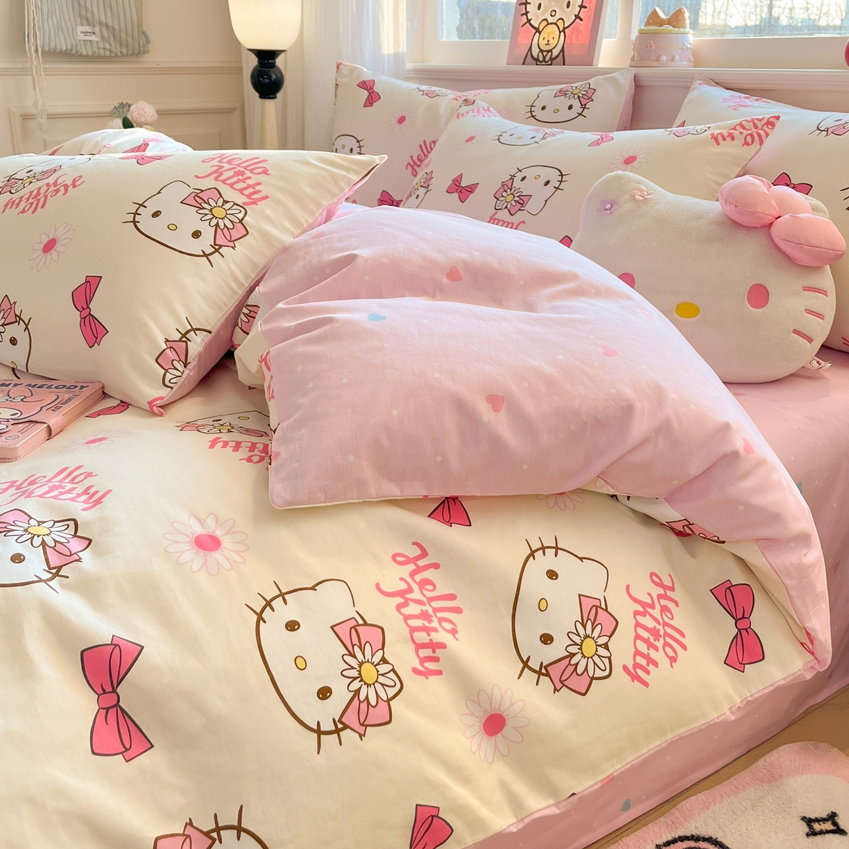 91家纺网 家纺一手货源 找家纺 博雅 2026新款三丽鸥全棉纯棉小版印花四件套 雏菊kt