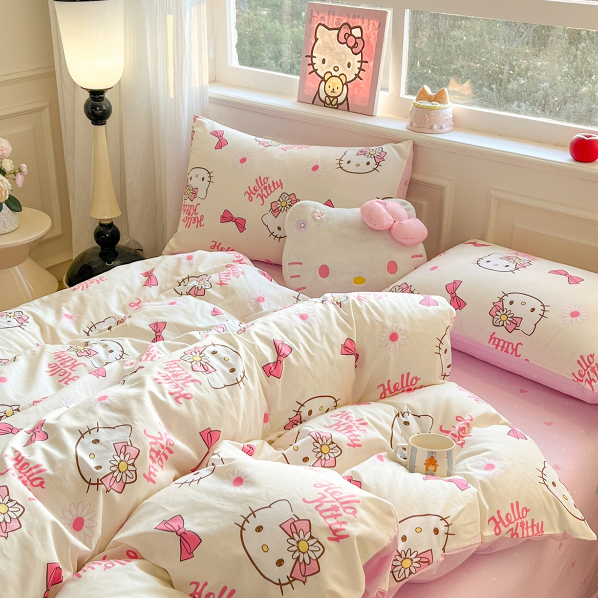 91家纺网 家纺一手货源 找家纺 博雅 2026新款三丽鸥全棉纯棉小版印花四件套 雏菊kt