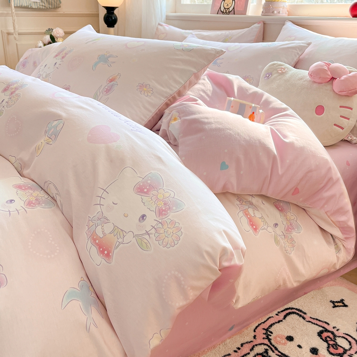 博雅 2026新款三丽鸥全棉纯棉小版印花四件套 花漾kt