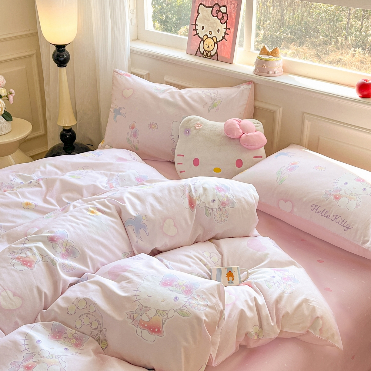 91家纺网 家纺一手货源 找家纺 博雅 2026新款三丽鸥全棉纯棉小版印花四件套 花漾kt