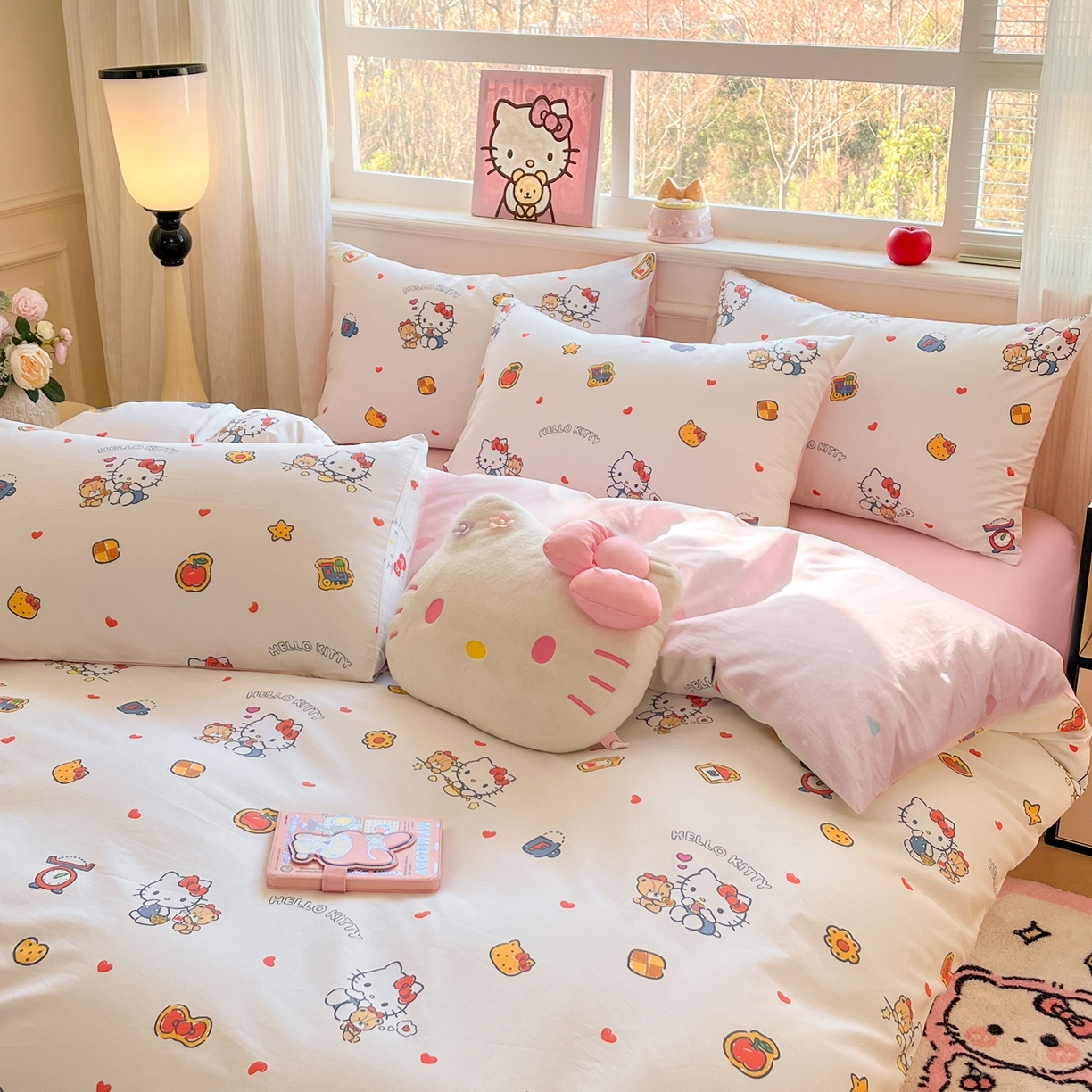 91家纺网 家纺一手货源 找家纺 博雅 2026新款三丽鸥全棉纯棉小版印花四件套 零食kt