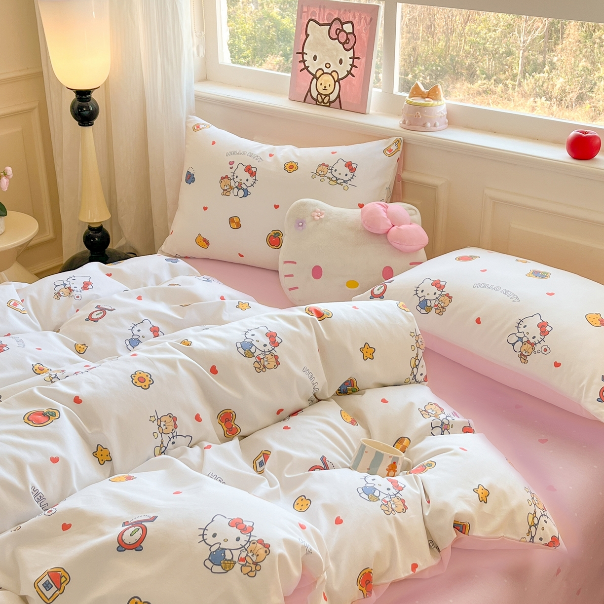 91家纺网 家纺一手货源 找家纺 博雅 2026新款三丽鸥全棉纯棉小版印花四件套 零食kt