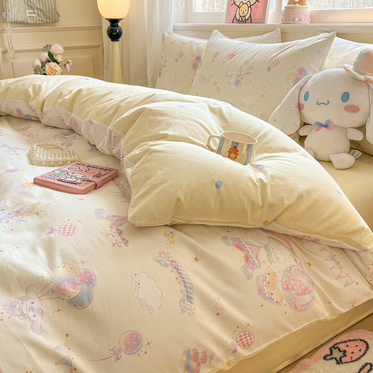 91家纺网 家纺一手货源 找家纺 博雅 2026新款三丽鸥全棉纯棉小版印花四件套 梦幻玉桂狗