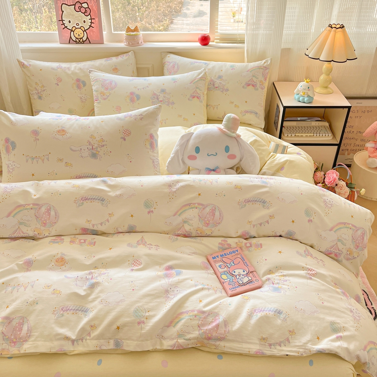 91家纺网 家纺一手货源 找家纺 博雅 2026新款三丽鸥全棉纯棉小版印花四件套 梦幻玉桂狗