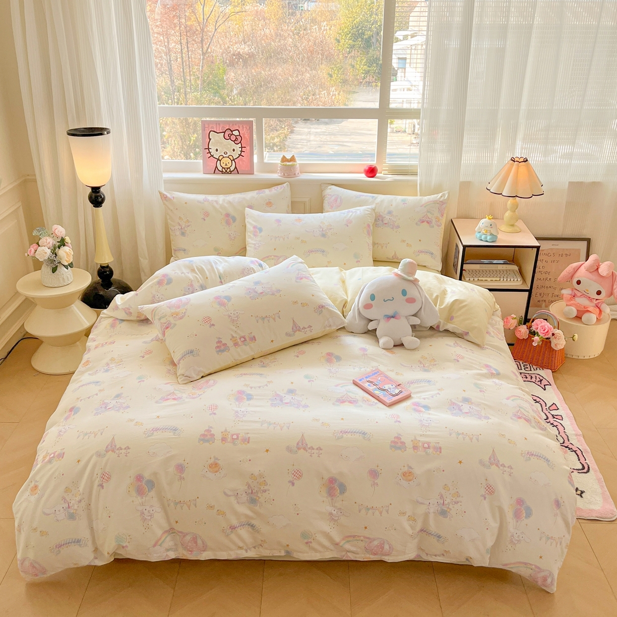 91家纺网 家纺一手货源 找家纺 博雅 2026新款三丽鸥全棉纯棉小版印花四件套 梦幻玉桂狗