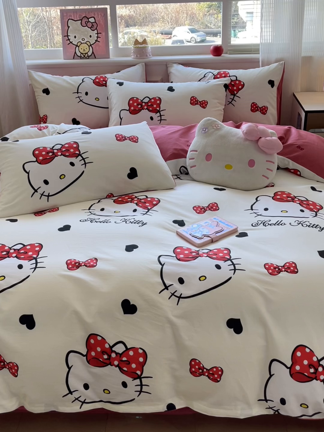 91家纺网 家纺一手货源 找家纺 博雅 2026新款三丽鸥全棉纯棉小版印花四件套 奶白kt