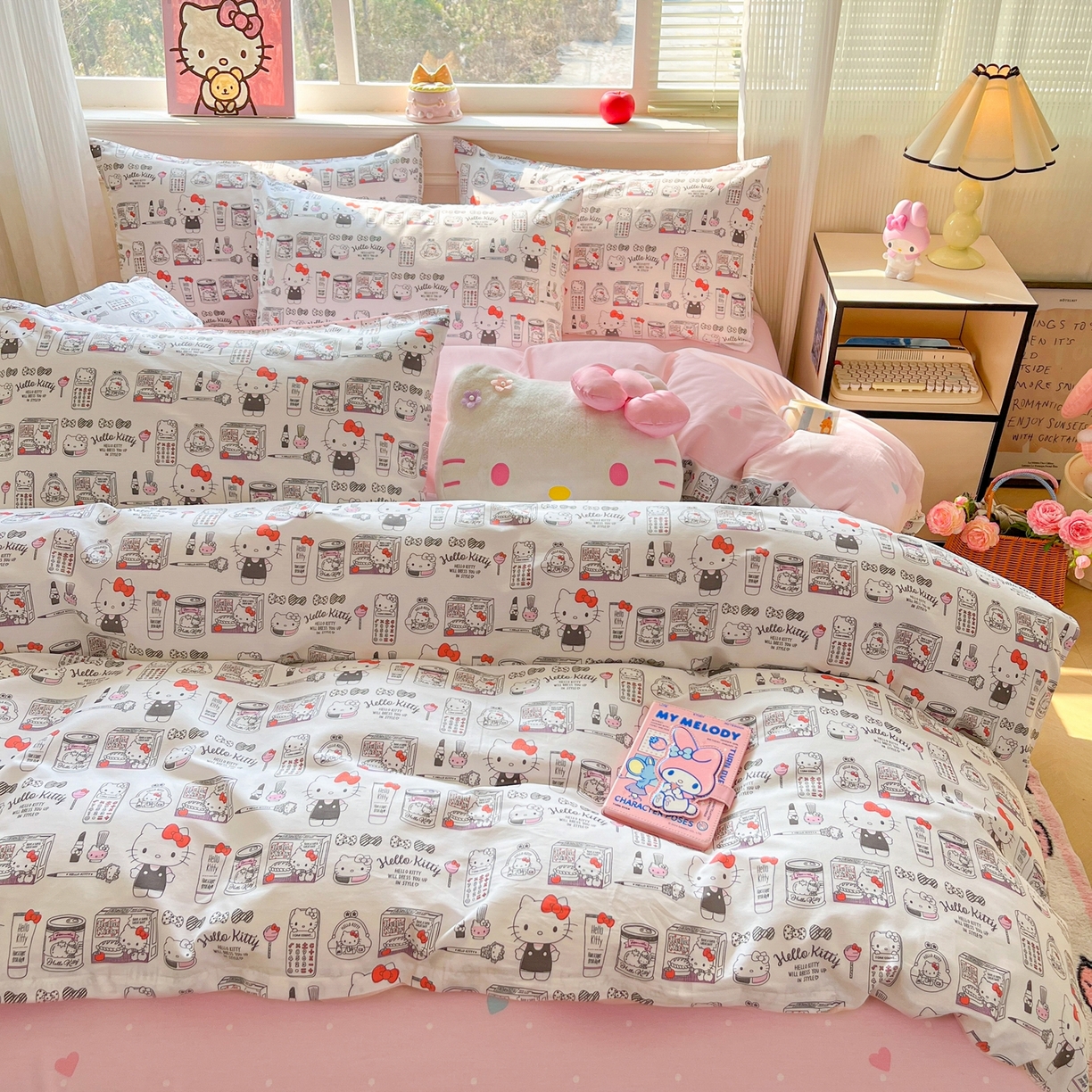 91家纺网 家纺一手货源 找家纺 博雅 2026新款三丽鸥全棉纯棉小版印花四件套 手绘kt