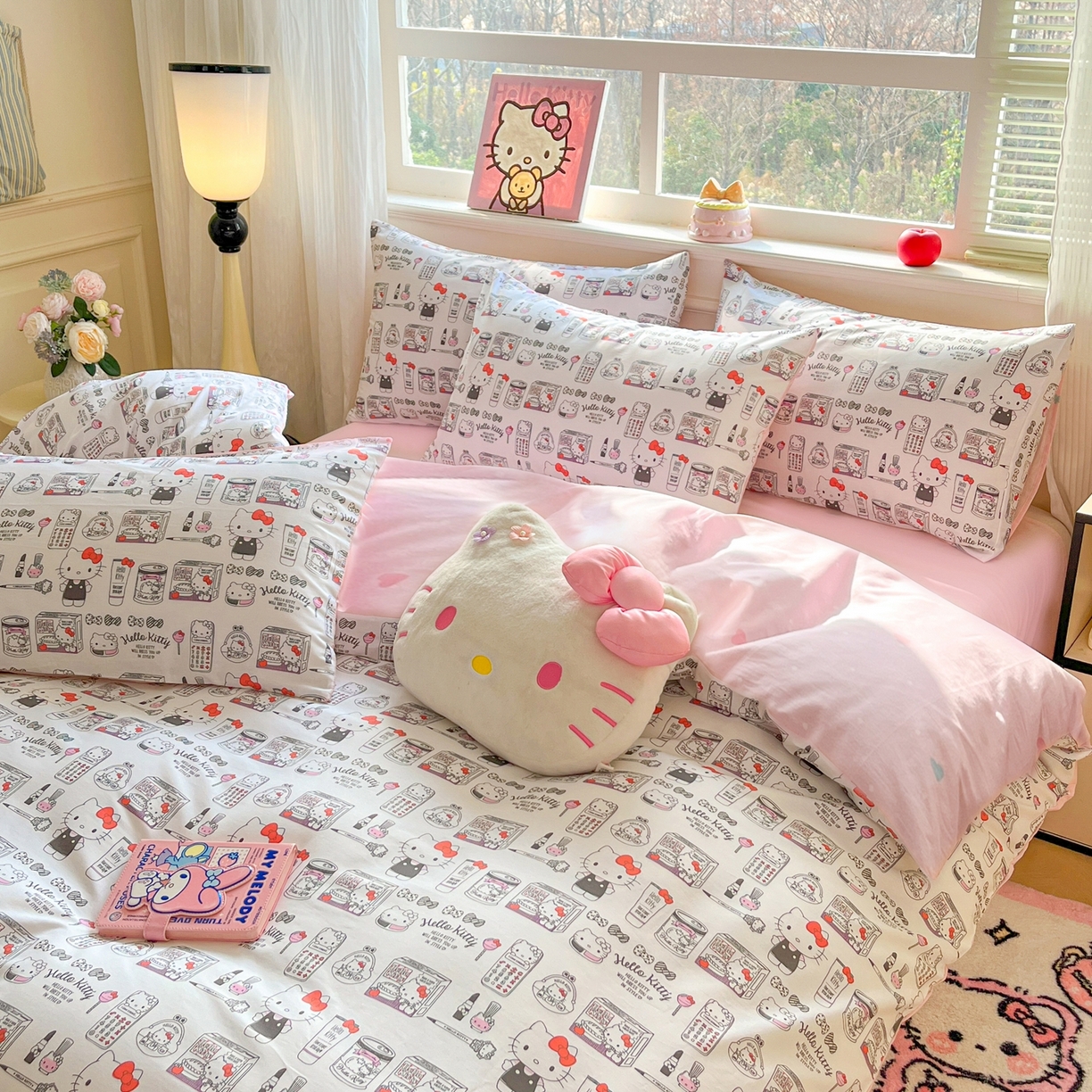 91家纺网 家纺一手货源 找家纺 博雅 2026新款三丽鸥全棉纯棉小版印花四件套 手绘kt