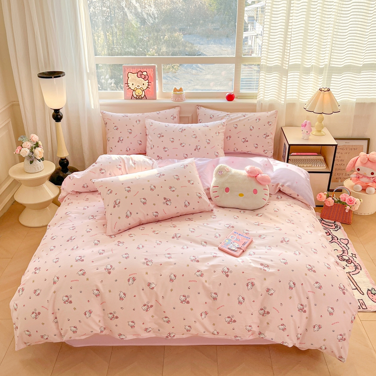 91家纺网 家纺一手货源 找家纺 博雅 2026新款三丽鸥全棉纯棉小版印花四件套 碎花kt