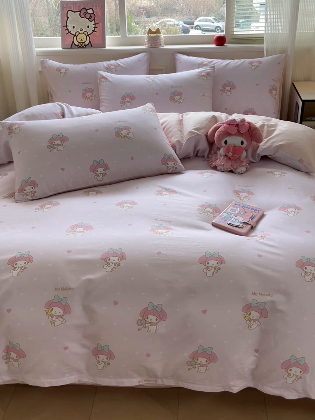 91家纺网 家纺一手货源 找家纺 博雅 2026新款三丽鸥全棉纯棉小版印花四件套 桃粉美乐蒂