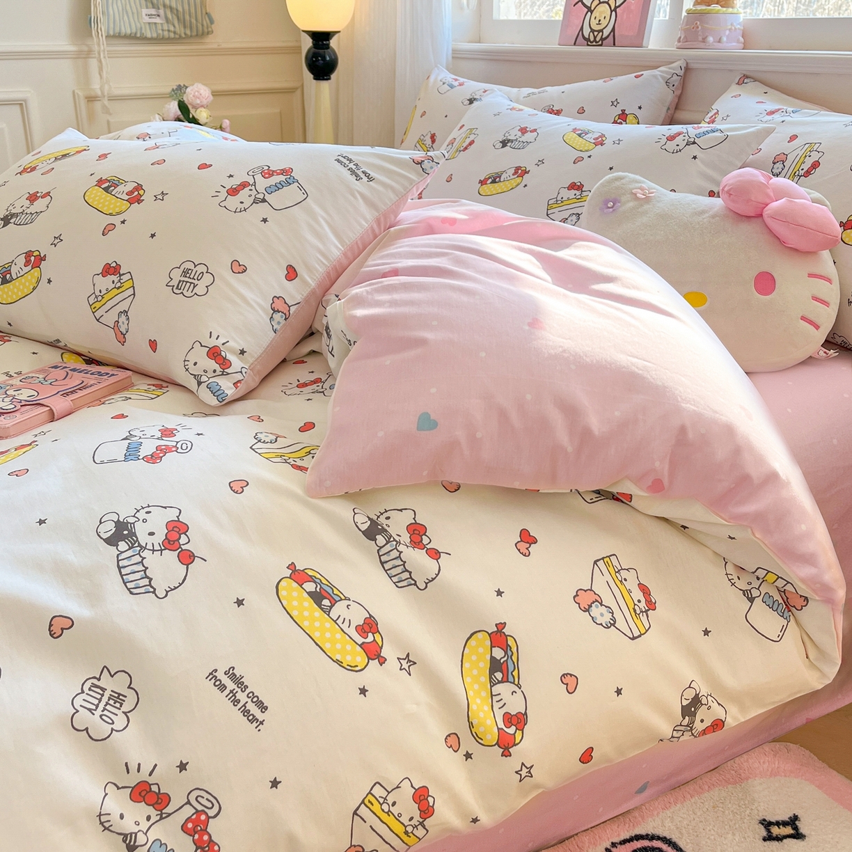 91家纺网 家纺一手货源 找家纺 博雅 2026新款三丽鸥全棉纯棉小版印花四件套 甜品kt