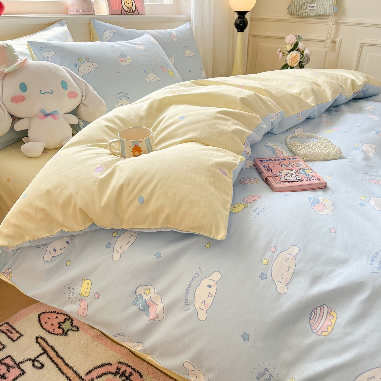 91家纺网 家纺一手货源 找家纺 博雅 2026新款三丽鸥全棉纯棉小版印花四件套 甜心玉桂狗