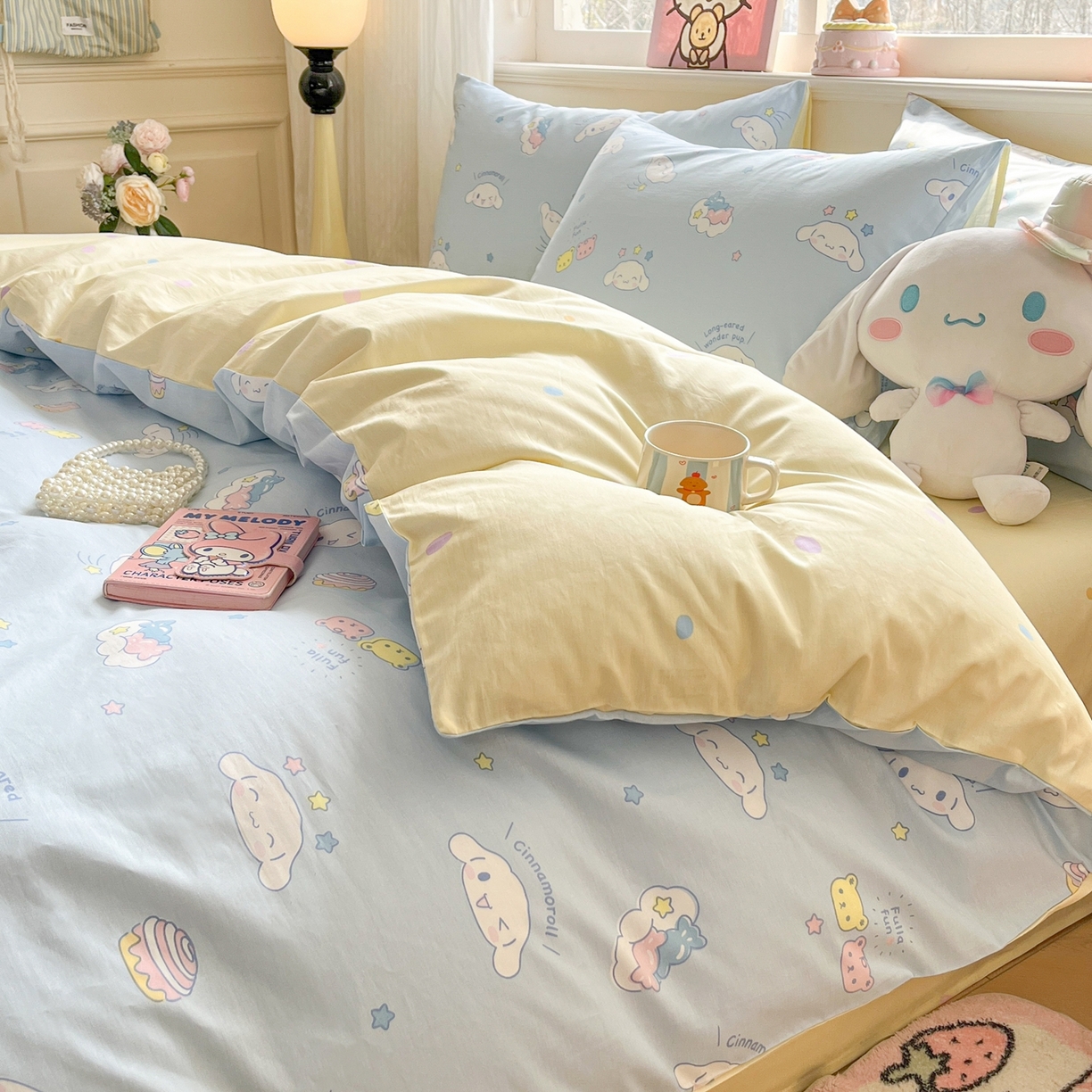 91家纺网 家纺一手货源 找家纺 博雅 2026新款三丽鸥全棉纯棉小版印花四件套 甜心玉桂狗