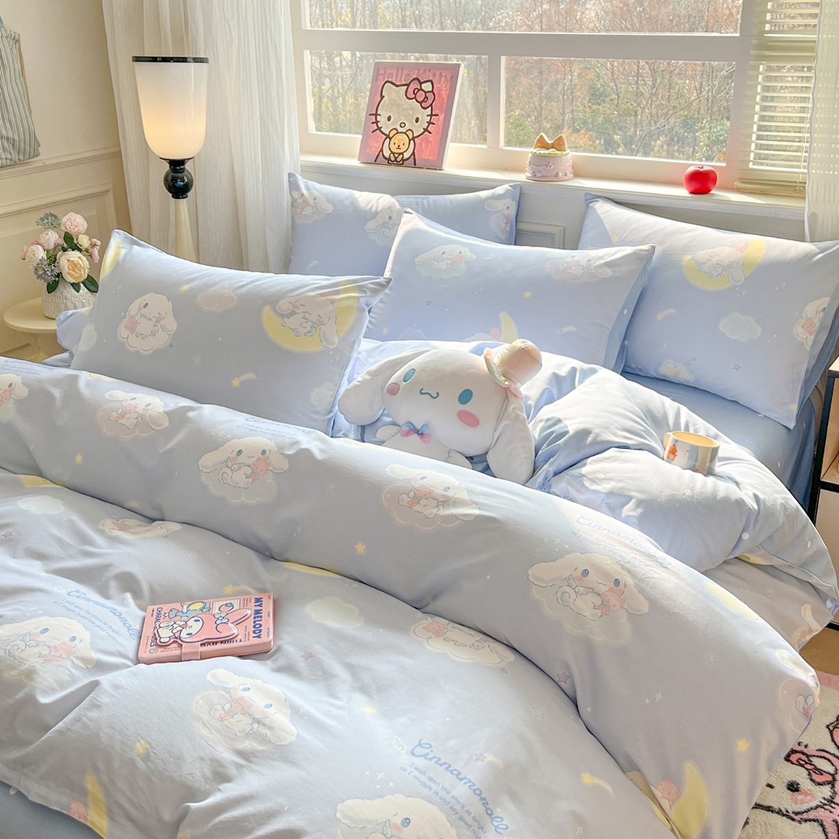 91家纺网 家纺一手货源 找家纺 博雅 2026新款三丽鸥全棉纯棉小版印花四件套 晚安玉桂狗