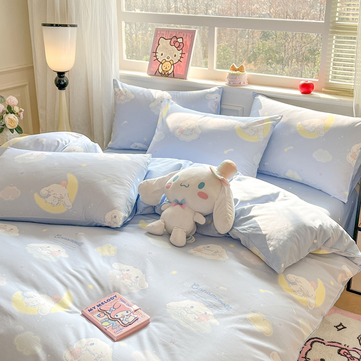 91家纺网 家纺一手货源 找家纺 博雅 2026新款三丽鸥全棉纯棉小版印花四件套 晚安玉桂狗