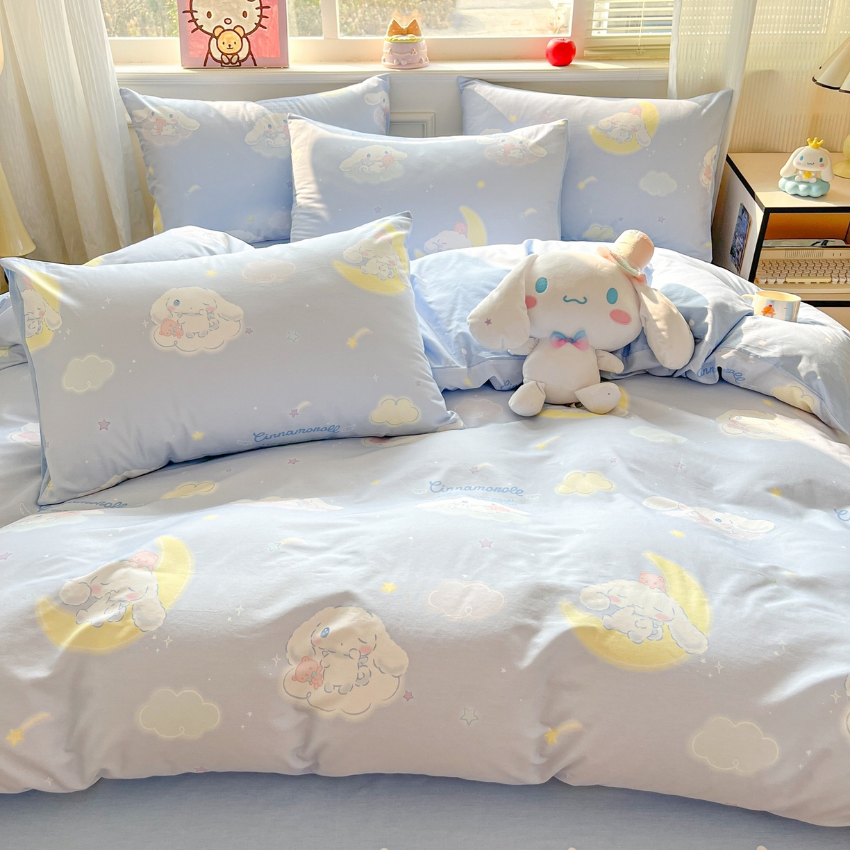 91家纺网 家纺一手货源 找家纺 博雅 2026新款三丽鸥全棉纯棉小版印花四件套 晚安玉桂狗