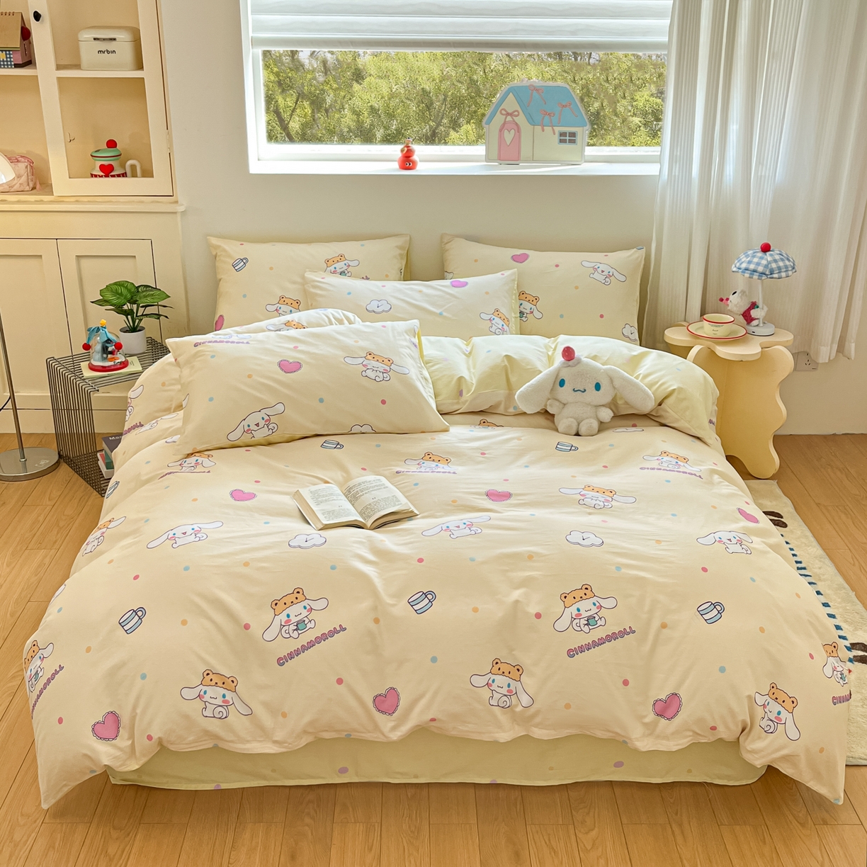 91家纺网 家纺一手货源 找家纺 博雅 2026新款三丽鸥全棉纯棉小版印花四件套 小版-爱心点点玉桂狗