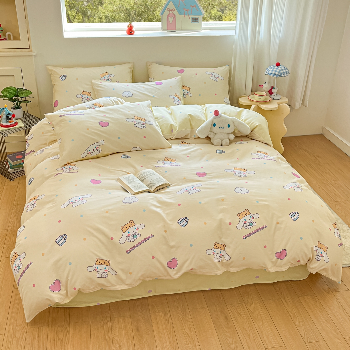 91家纺网 家纺一手货源 找家纺 博雅 2026新款三丽鸥全棉纯棉小版印花四件套 小版-爱心点点玉桂狗