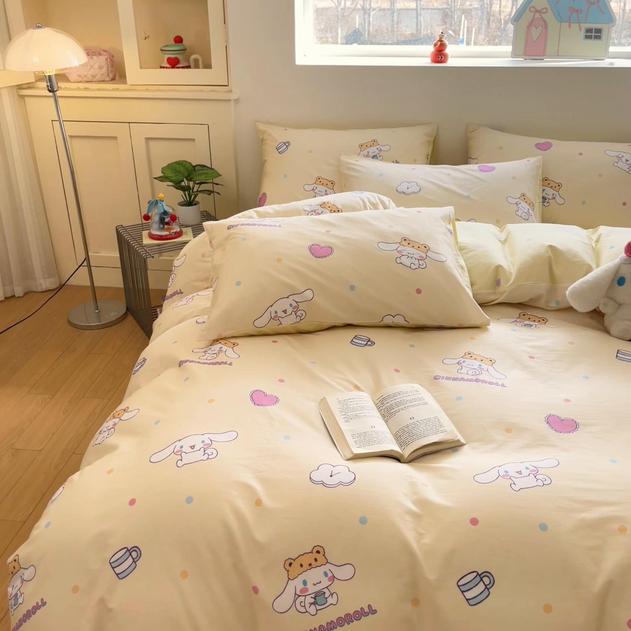 91家纺网 家纺一手货源 找家纺 博雅 2026新款三丽鸥全棉纯棉小版印花四件套 小版-爱心点点玉桂狗