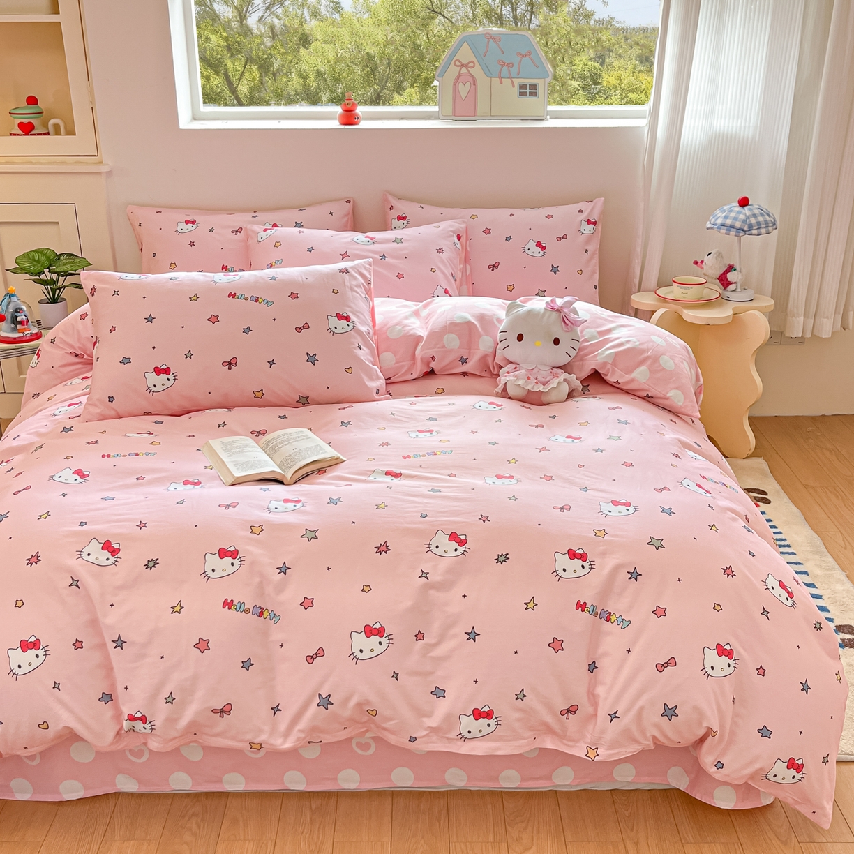 91家纺网 家纺一手货源 找家纺 博雅 2026新款三丽鸥全棉纯棉小版印花四件套 小版-彩色星星KT